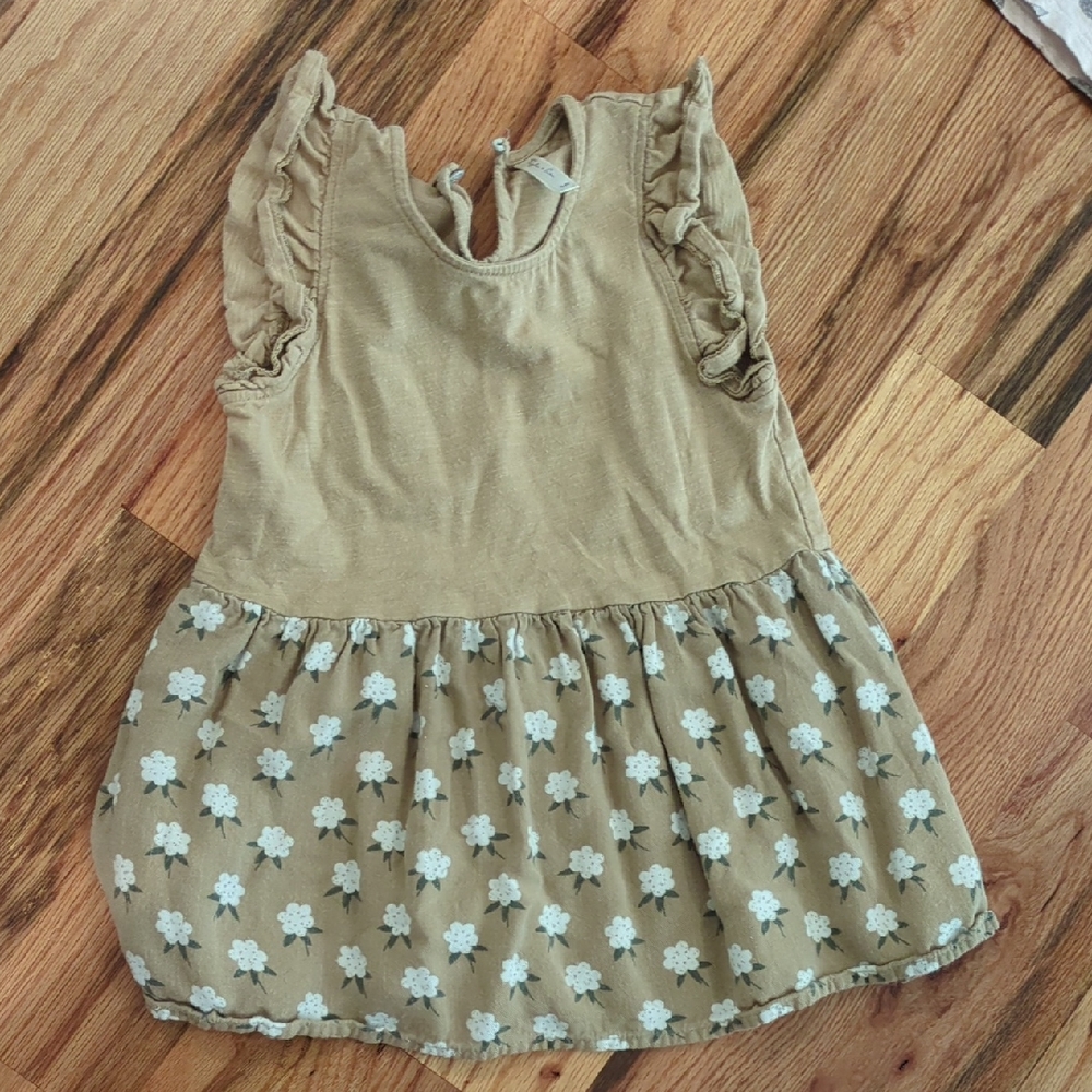 Toddler Floral Ruffle Dress - Light Olive